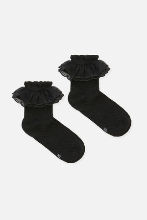 Black Friday - Double Lace Top Sock - black