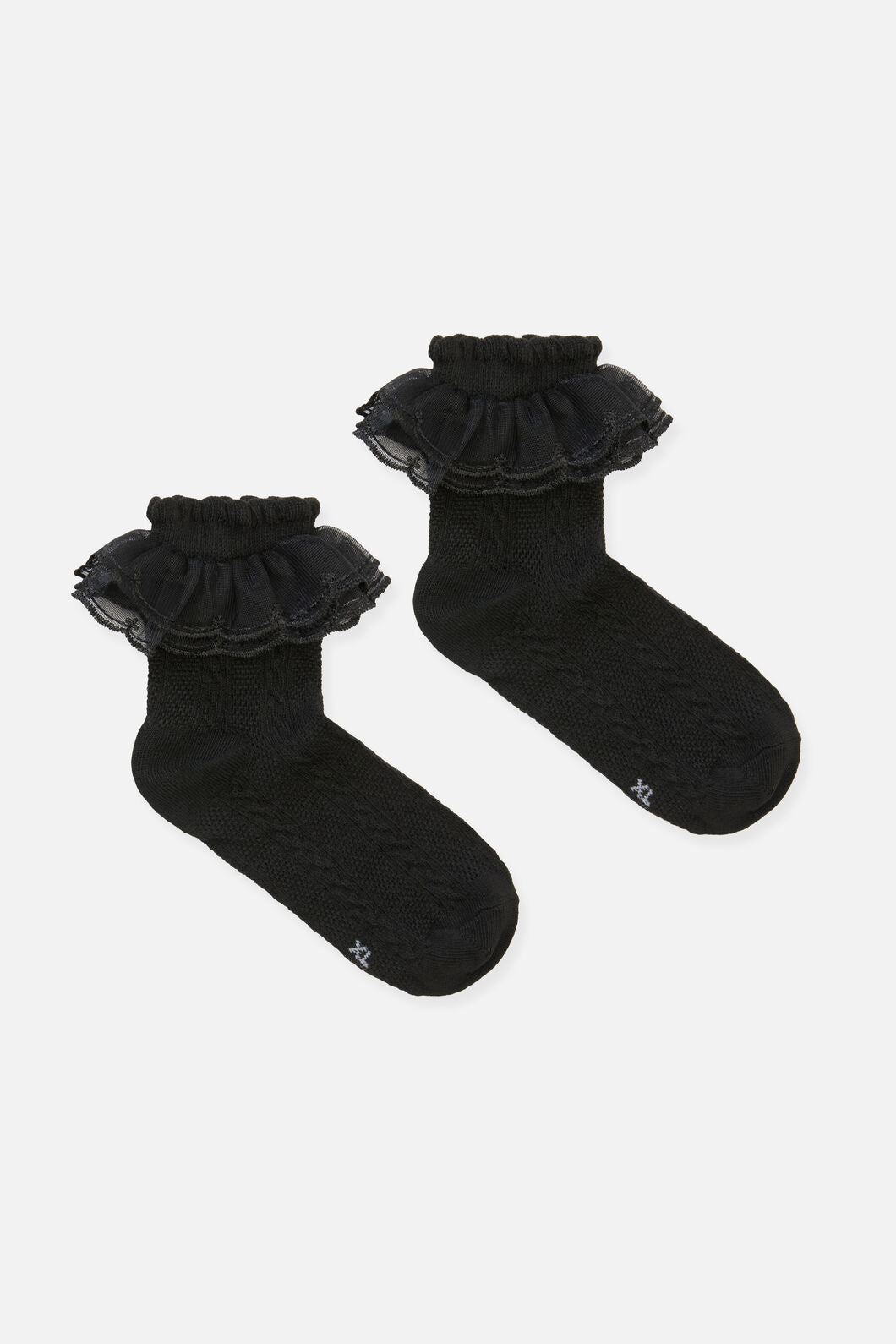 Black Friday - Double Lace Top Sock - black