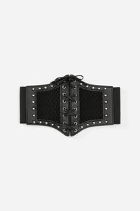 Black Friday - Fishnet Mesh Stud Corset Belt - black