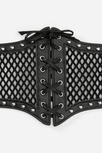 Black Friday - Fishnet Mesh Stud Corset Belt - black