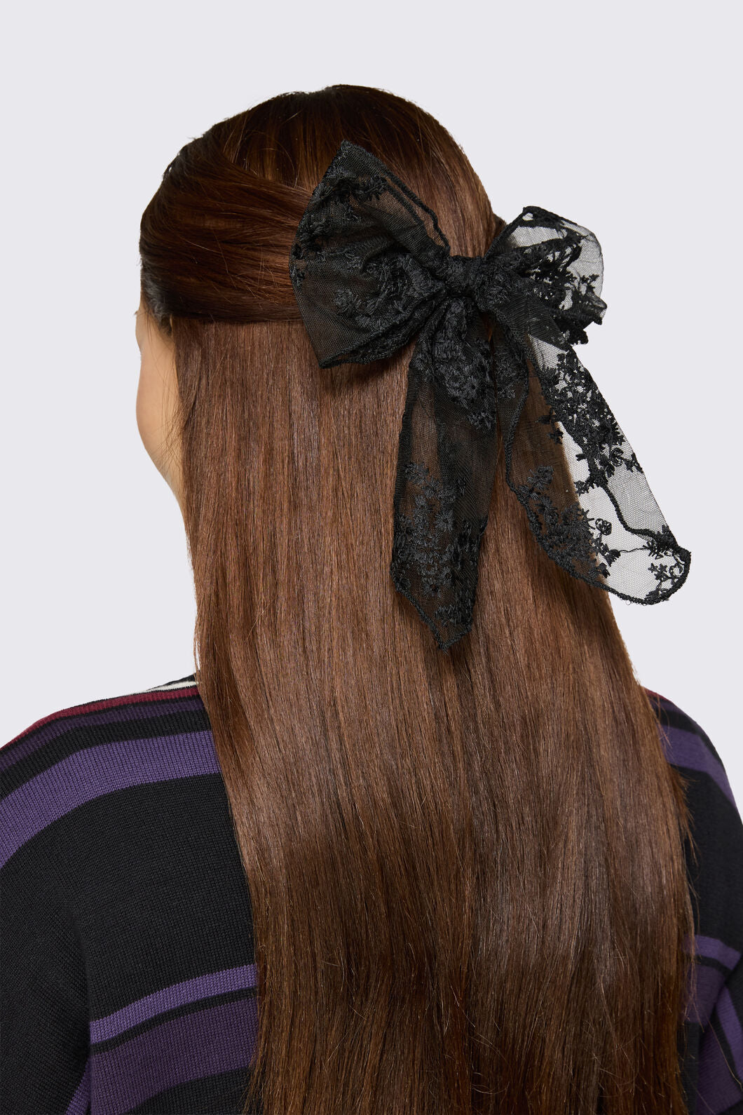 Black Friday - Large Lace Bow Hair Clip - black