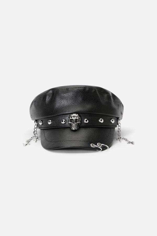 Black Friday - Studded & Skull Peak Cap - black