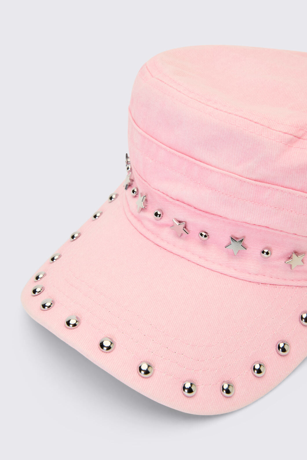 Black Friday - Washed Denim Star Stud Cap - pink