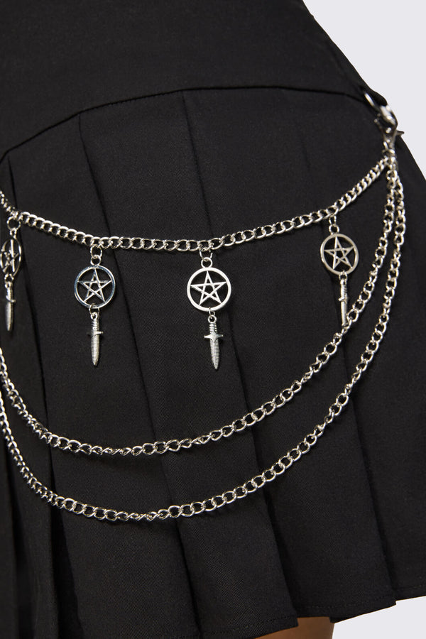Black Friday - Pentagram Sword Charm Chain - silver