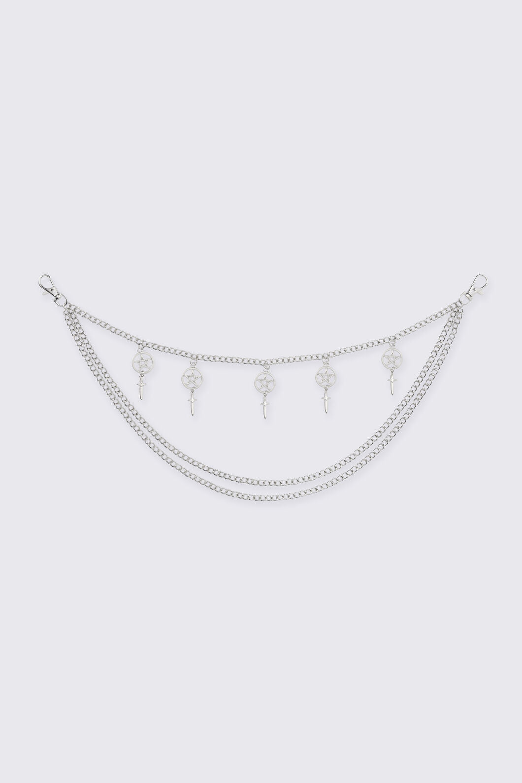 Black Friday - Pentagram Sword Charm Chain - silver