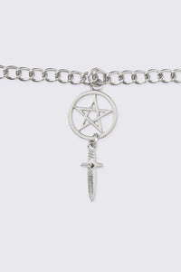 Black Friday - Pentagram Sword Charm Chain - silver