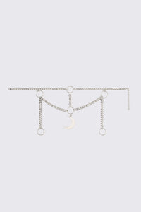 Black Friday - Ring & Chain Crescent Necklace - silver