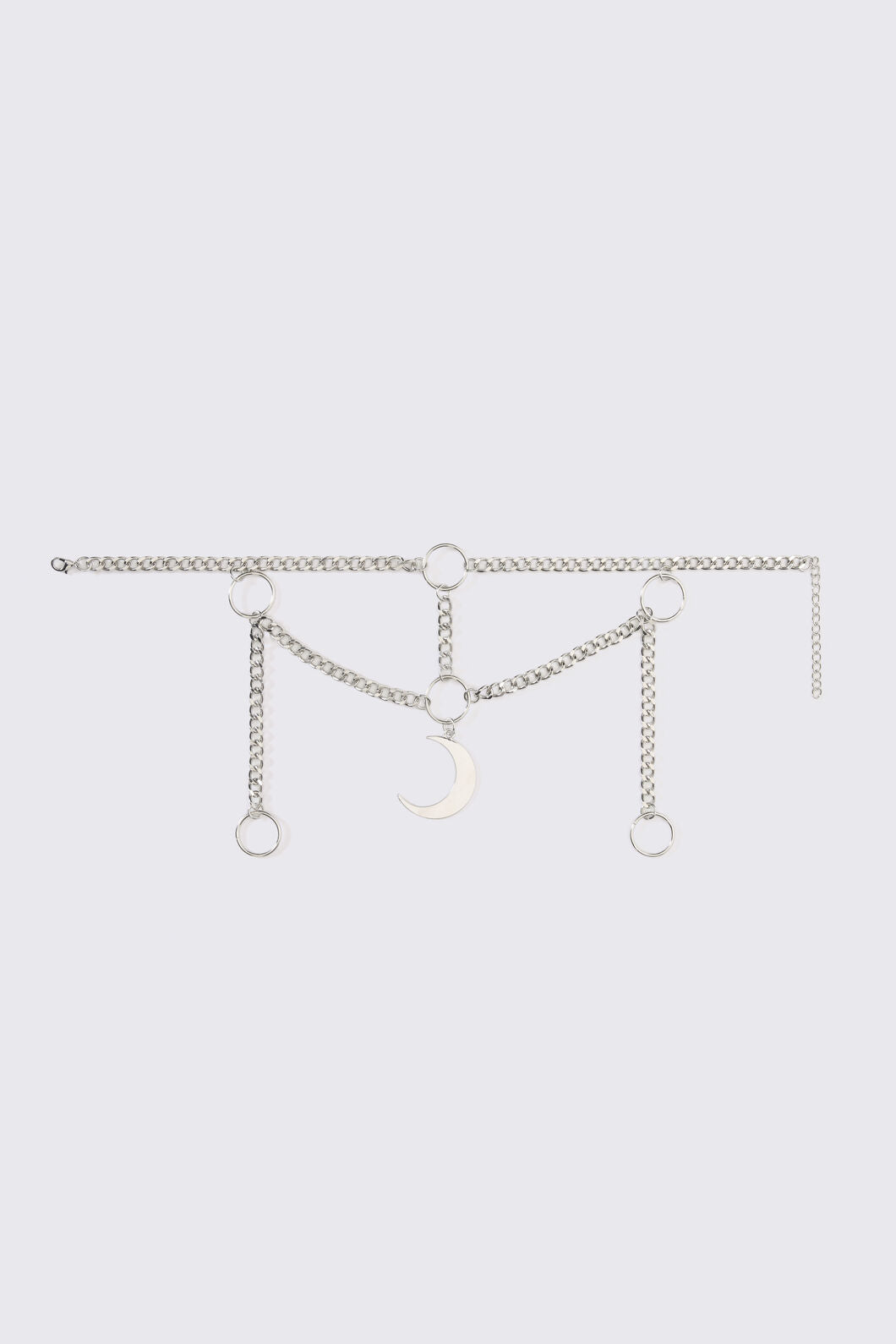Black Friday - Ring & Chain Crescent Necklace - silver
