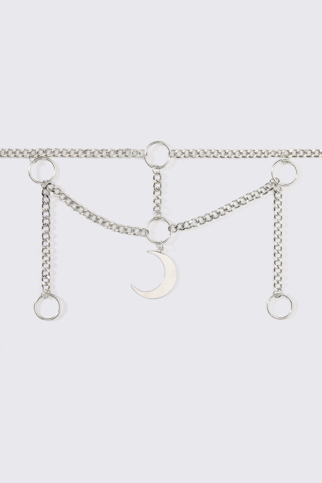 Black Friday - Ring & Chain Crescent Necklace - silver