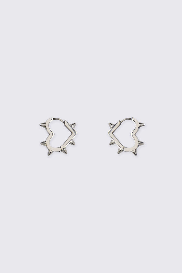 Black Friday - Heart Sleeper Spike Earrings - silver