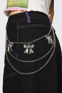Black Friday - Bow Charm Pant Chain - silver