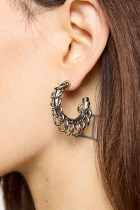 Black Friday - Ringed Hoop Studs - silver