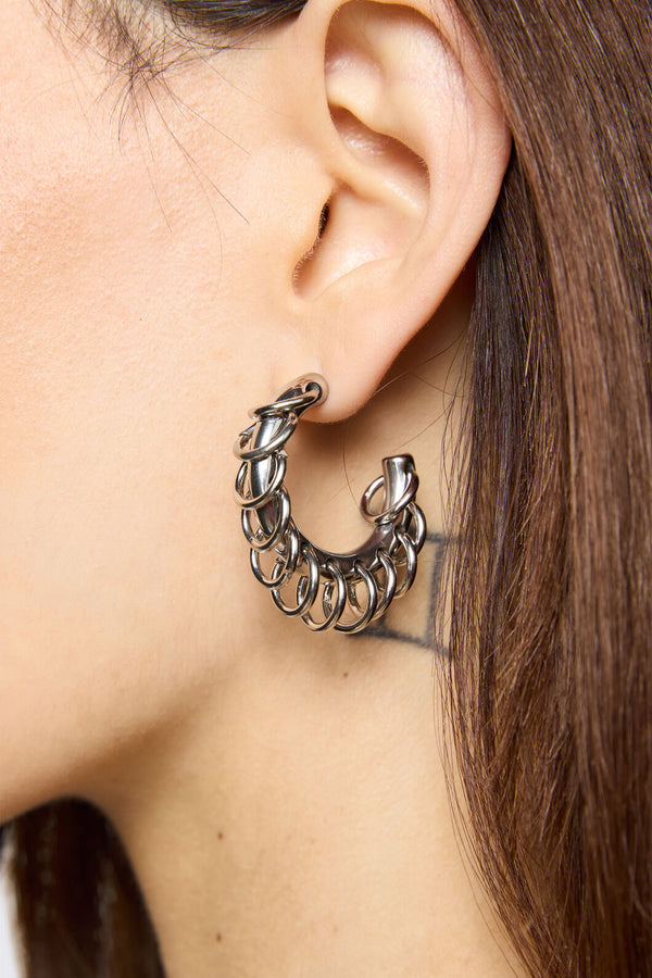 Black Friday - Ringed Hoop Studs - silver