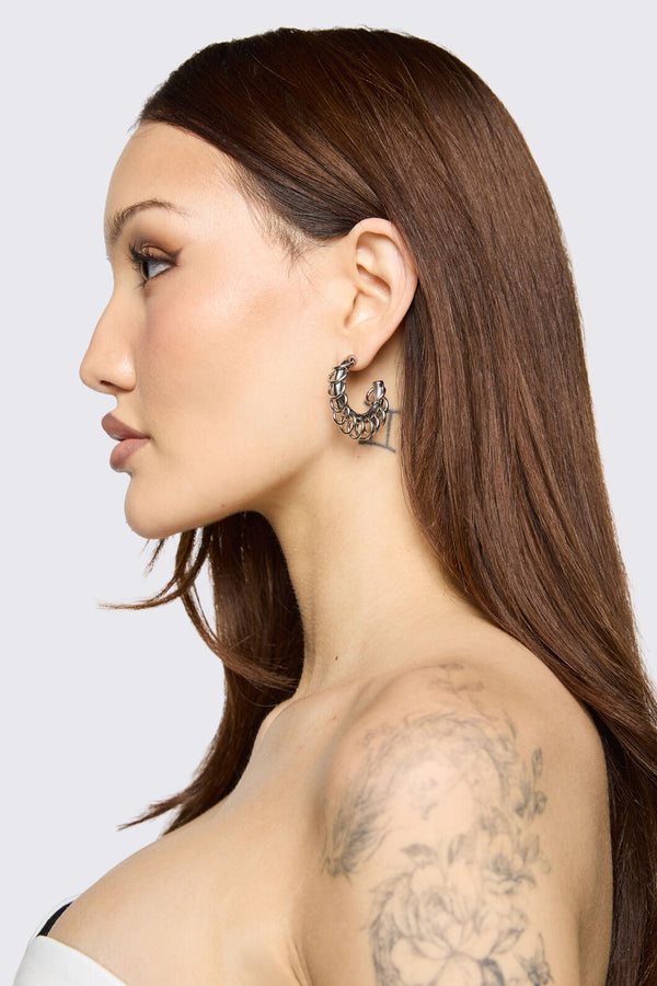 Black Friday - Ringed Hoop Studs - silver