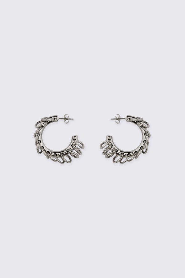 Black Friday - Ringed Hoop Studs - silver