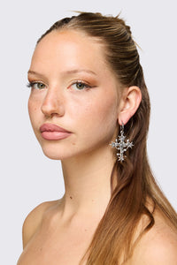 Black Friday - Romance Rose Cross Earrings - silver
