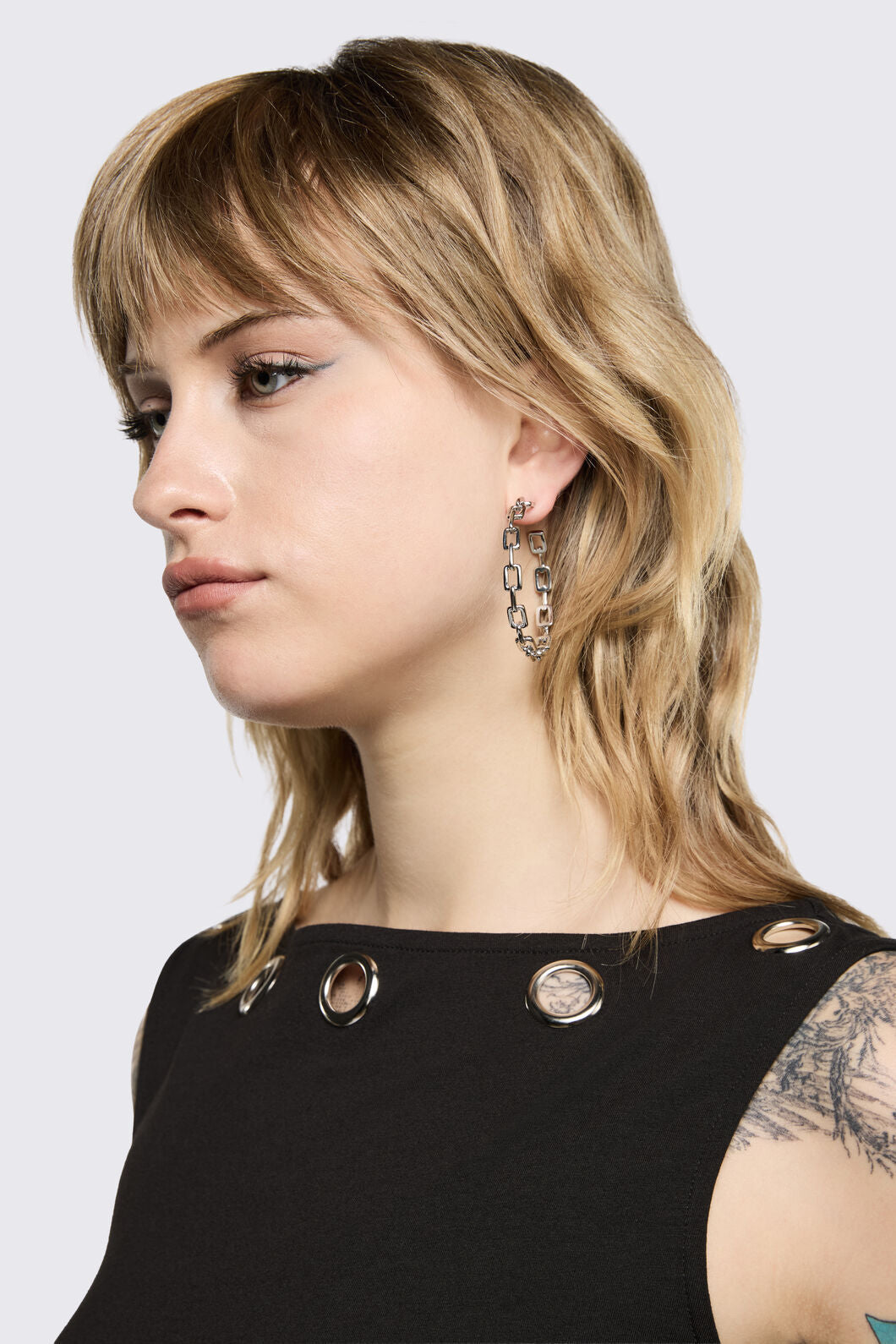 Black Friday - Chain Hoop Studs - silver