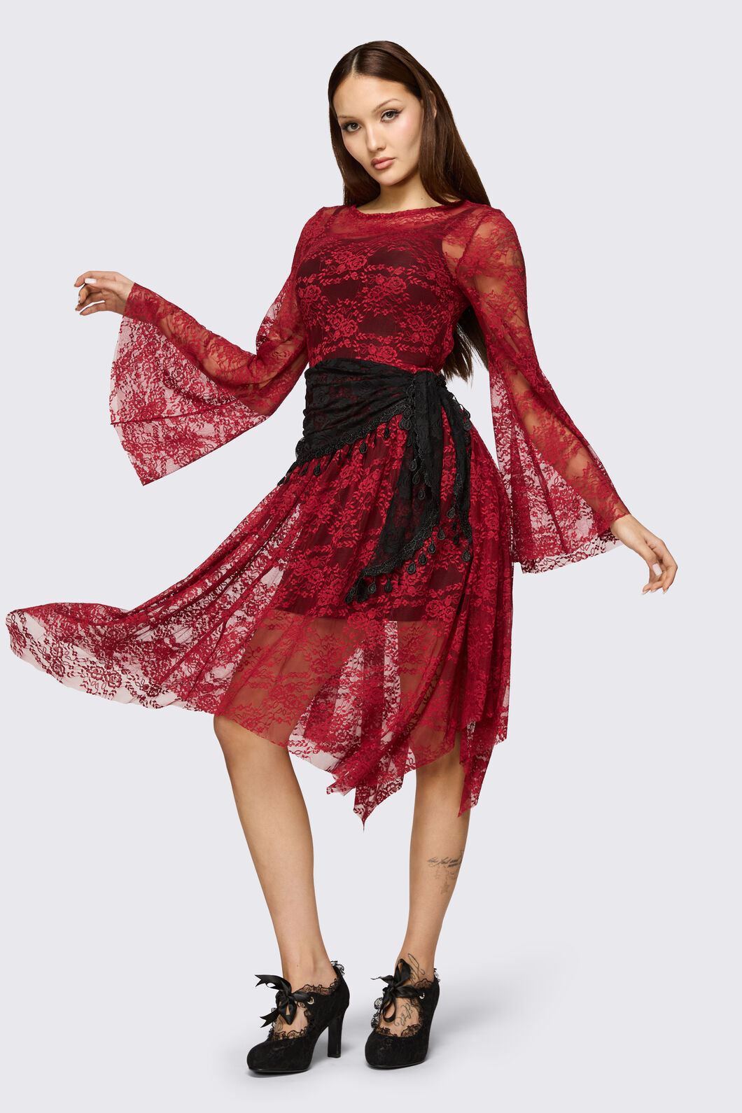 Black Friday - Floral Lace Scarf Shawl - black