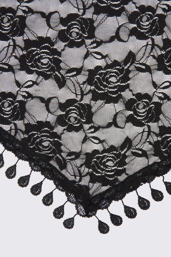 Black Friday - Floral Lace Scarf Shawl - black