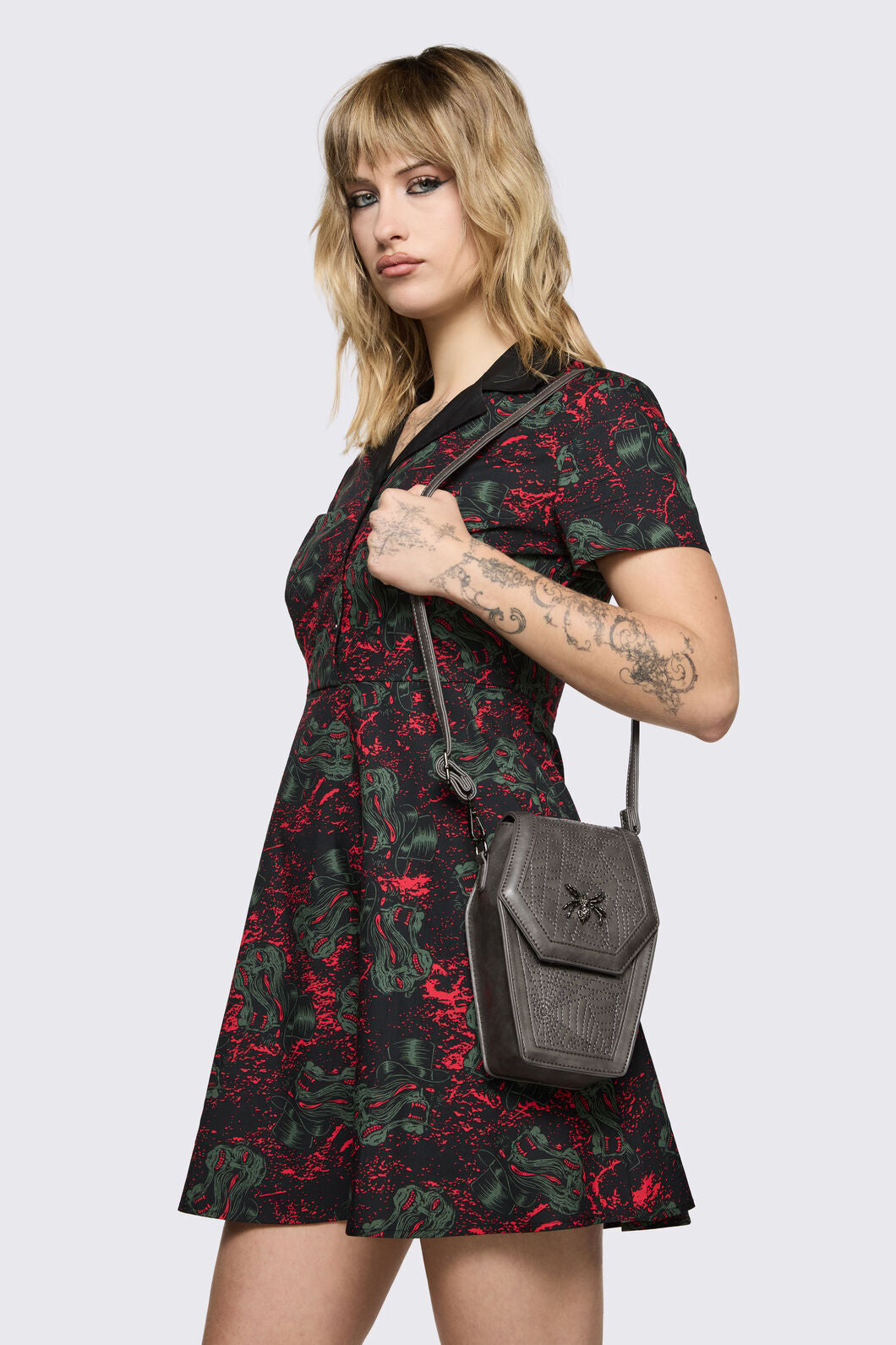 Black Friday - Spider Coffin Crossbody Bag - dark-grey