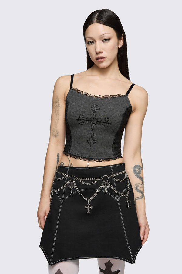 Black Friday - Charming Cross Chain Belt - silver