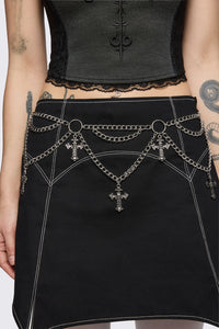 Black Friday - Charming Cross Chain Belt - silver