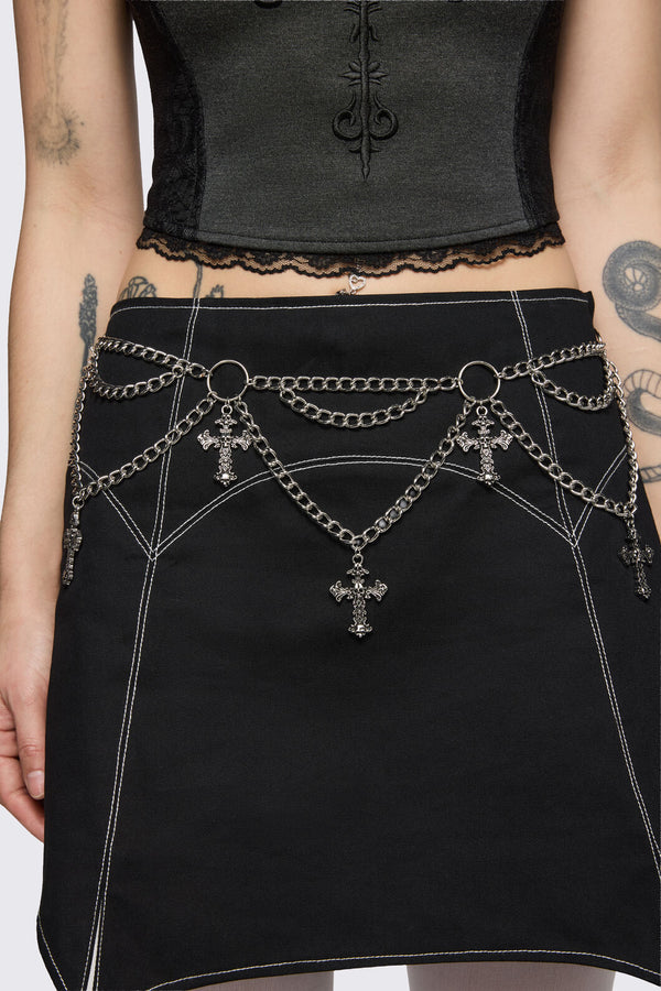 Black Friday - Charming Cross Chain Belt - silver