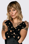 Black Friday - Cut Out Fingerless Gloves - black