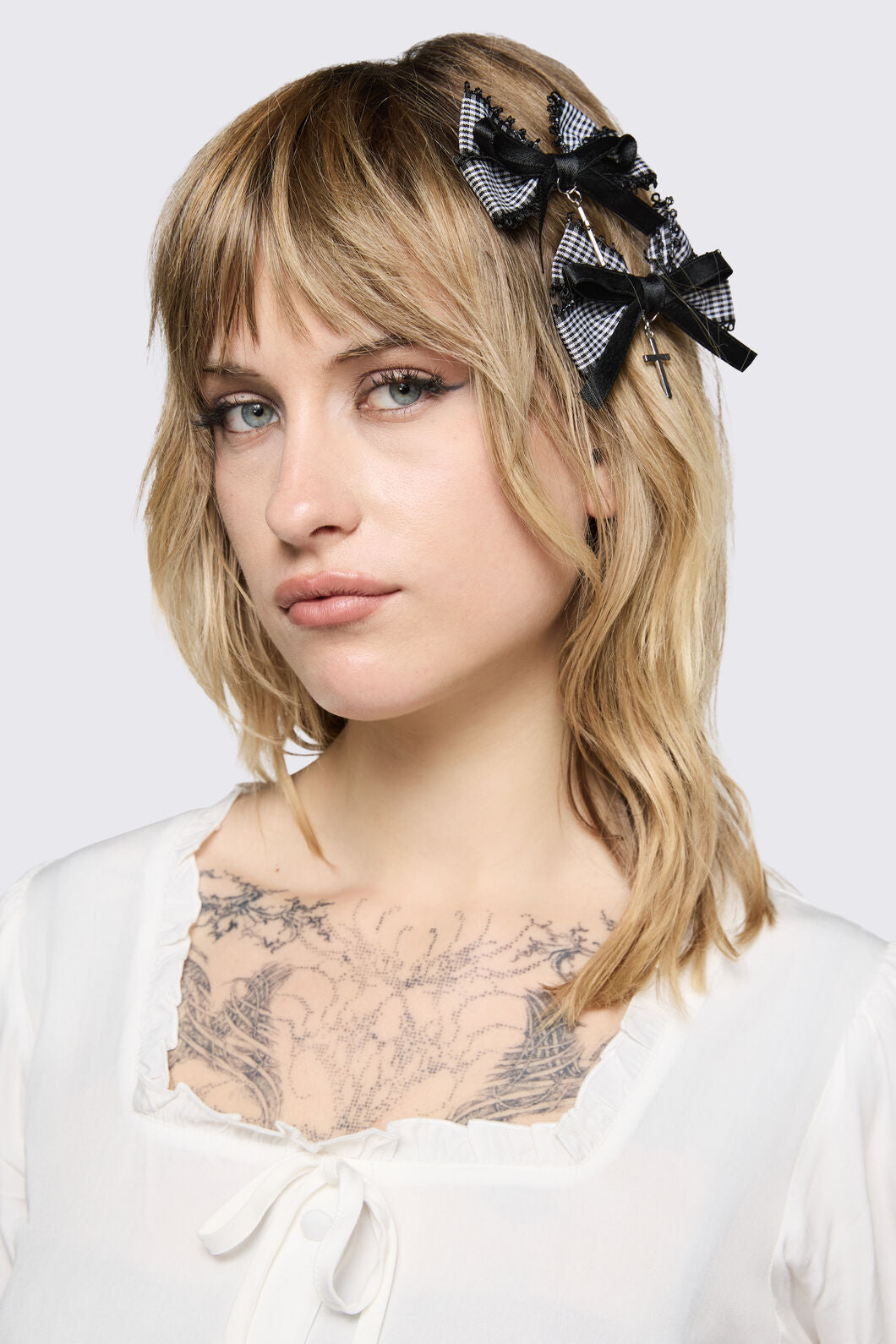 Black Friday - Gingham Bow Set - black-white