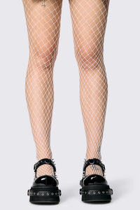 Black Friday - White Wide Net Fishnets - white