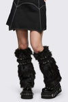Black Friday - Faux Fur Strappy Legwarmers - black