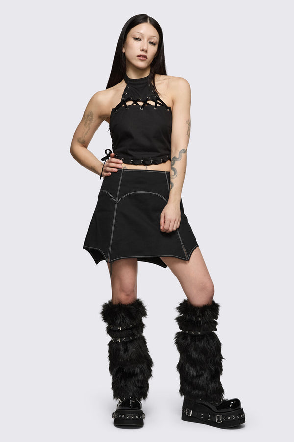 Black Friday - Faux Fur Strappy Legwarmers - black