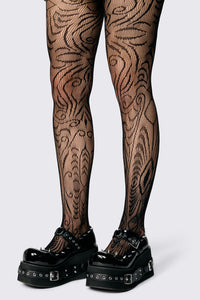Black Friday - Patterned Mesh Tights - black