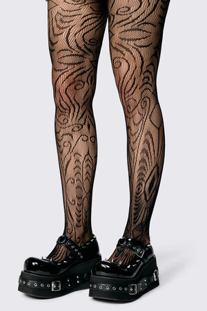 Black Friday - Patterned Mesh Tights - black