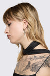Black Friday - Drop Chain Cross Earrings - silver