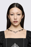Black Friday - Tattoo Heart Flame Necklace - silver