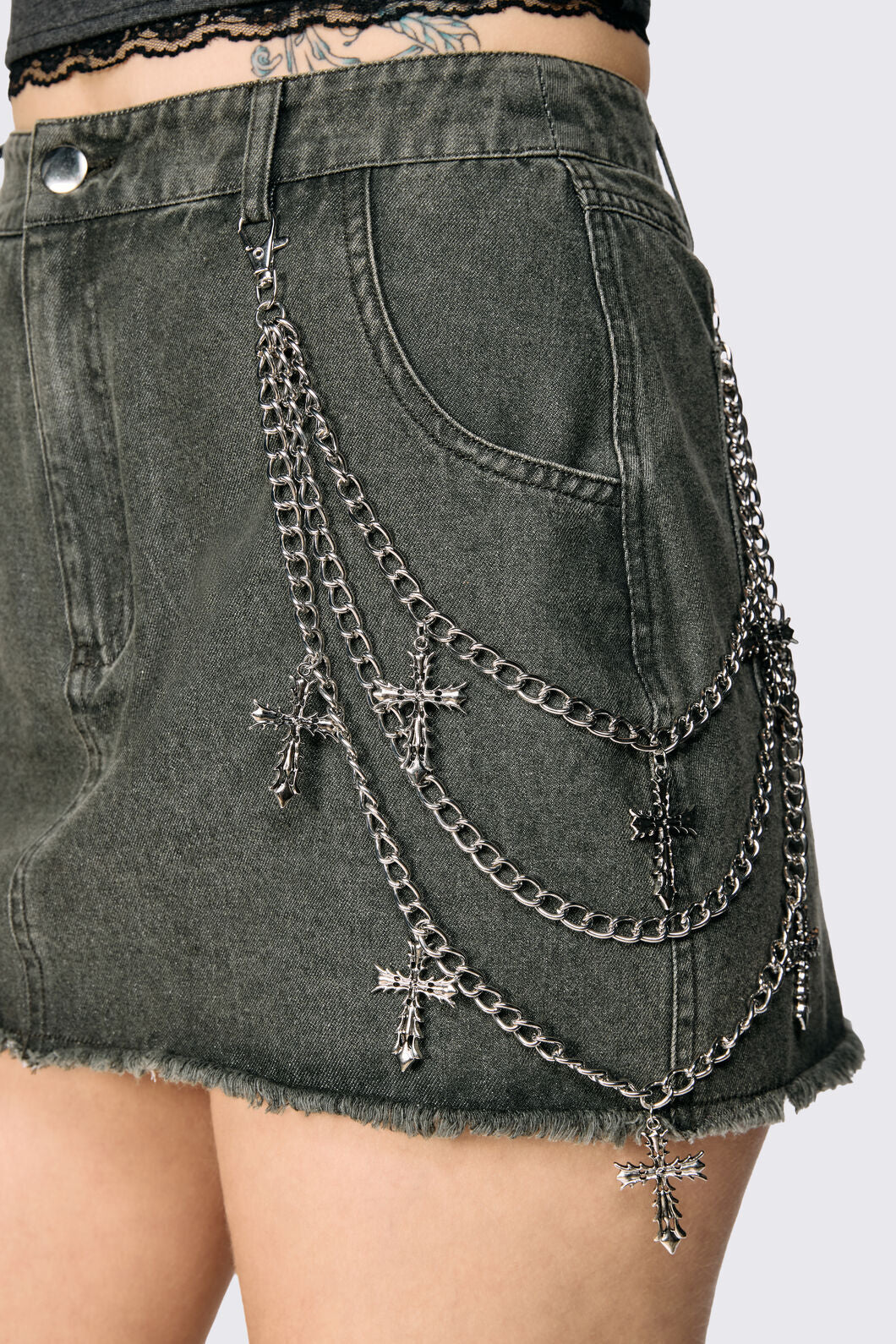 Black Friday - Cross Charm Pant Chain - silver