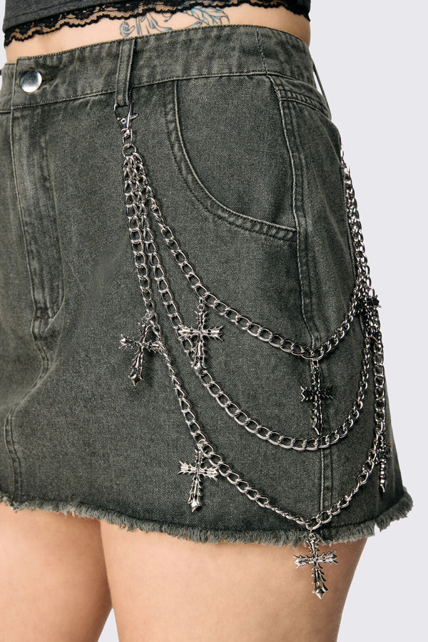 Black Friday - Cross Charm Pant Chain - silver