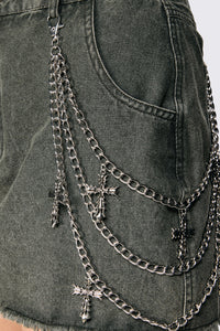 Black Friday - Cross Charm Pant Chain - silver