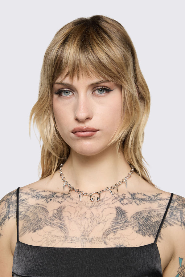 Black Friday - Pierced Necklace - silver