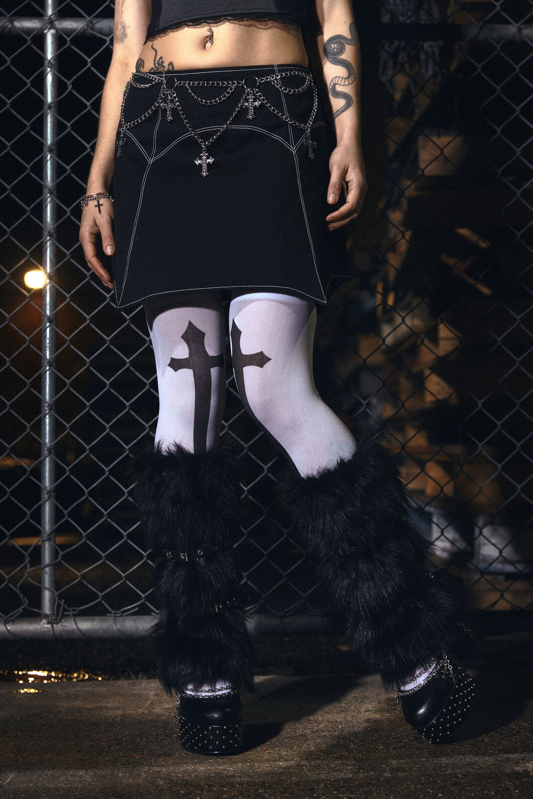 Black Friday - White Gothic High Socks - white