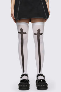 Black Friday - White Gothic High Socks - white