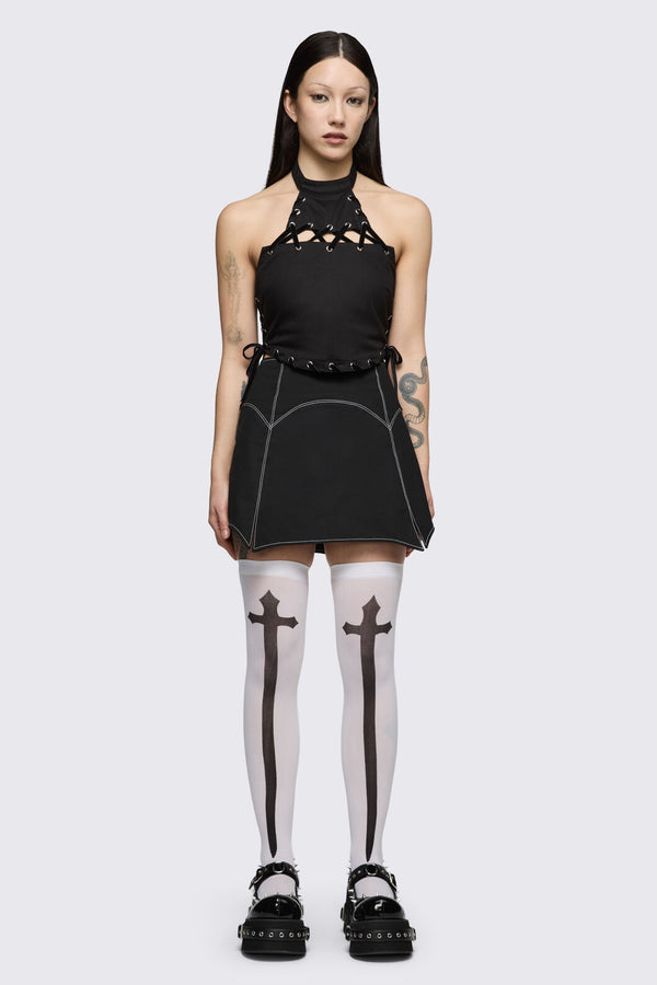 Black Friday - White Gothic High Socks - white