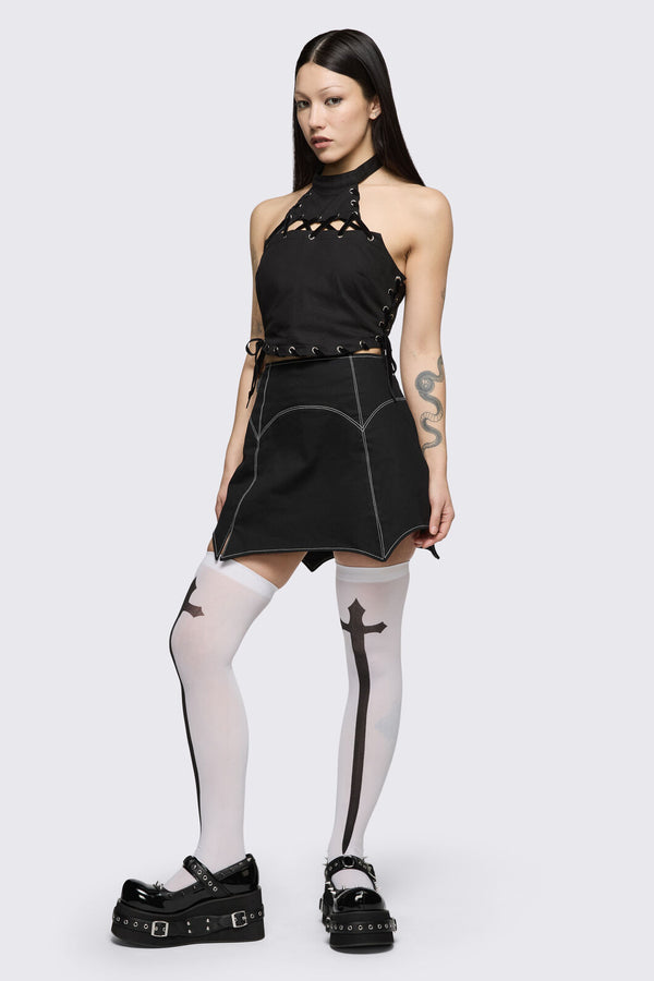 Black Friday - White Gothic High Socks - white