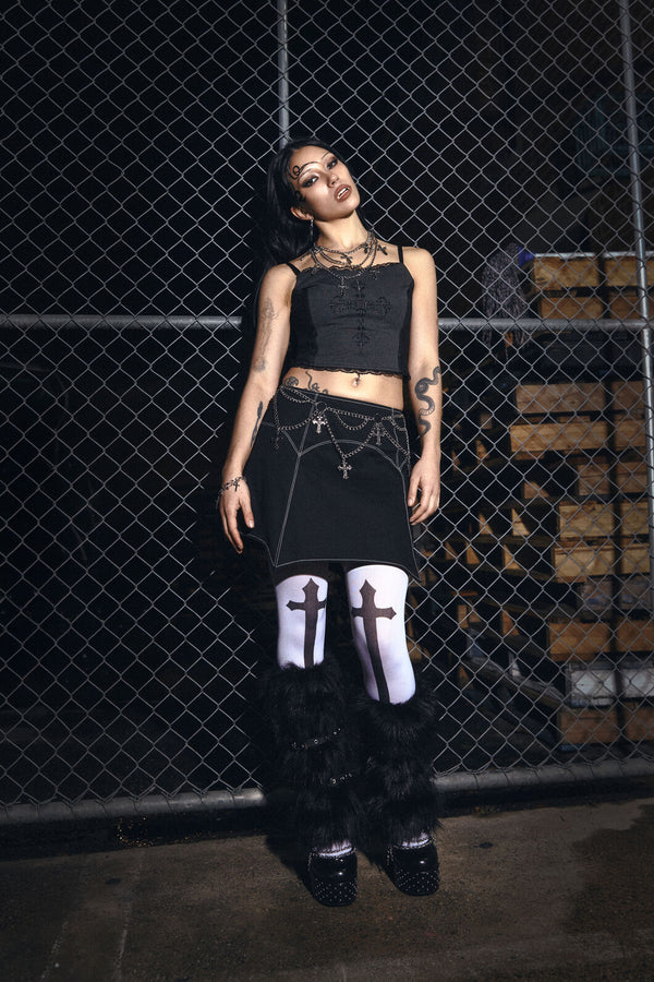 Black Friday - White Gothic High Socks - white