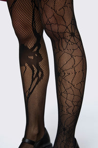 Black Friday - Spider & Web Fishnet Tights - black