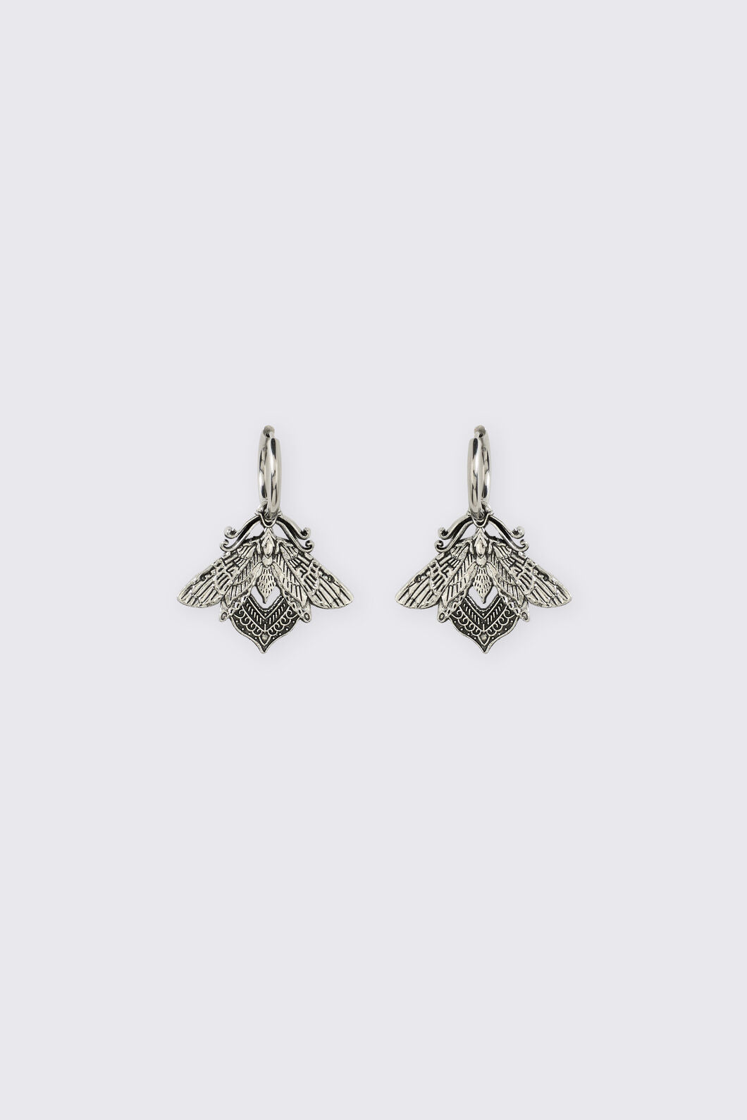 Black Friday - Moth Sleeper Earrings - silver