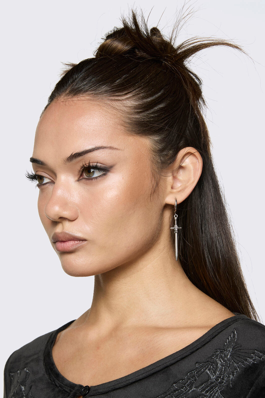 Black Friday - Sword Sleeper Earrings - silver