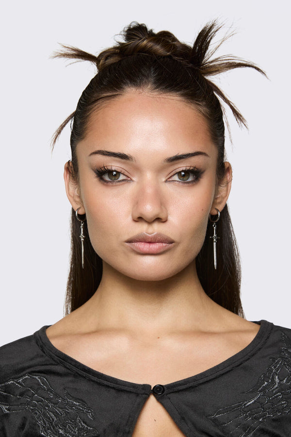 Black Friday - Sword Sleeper Earrings - silver