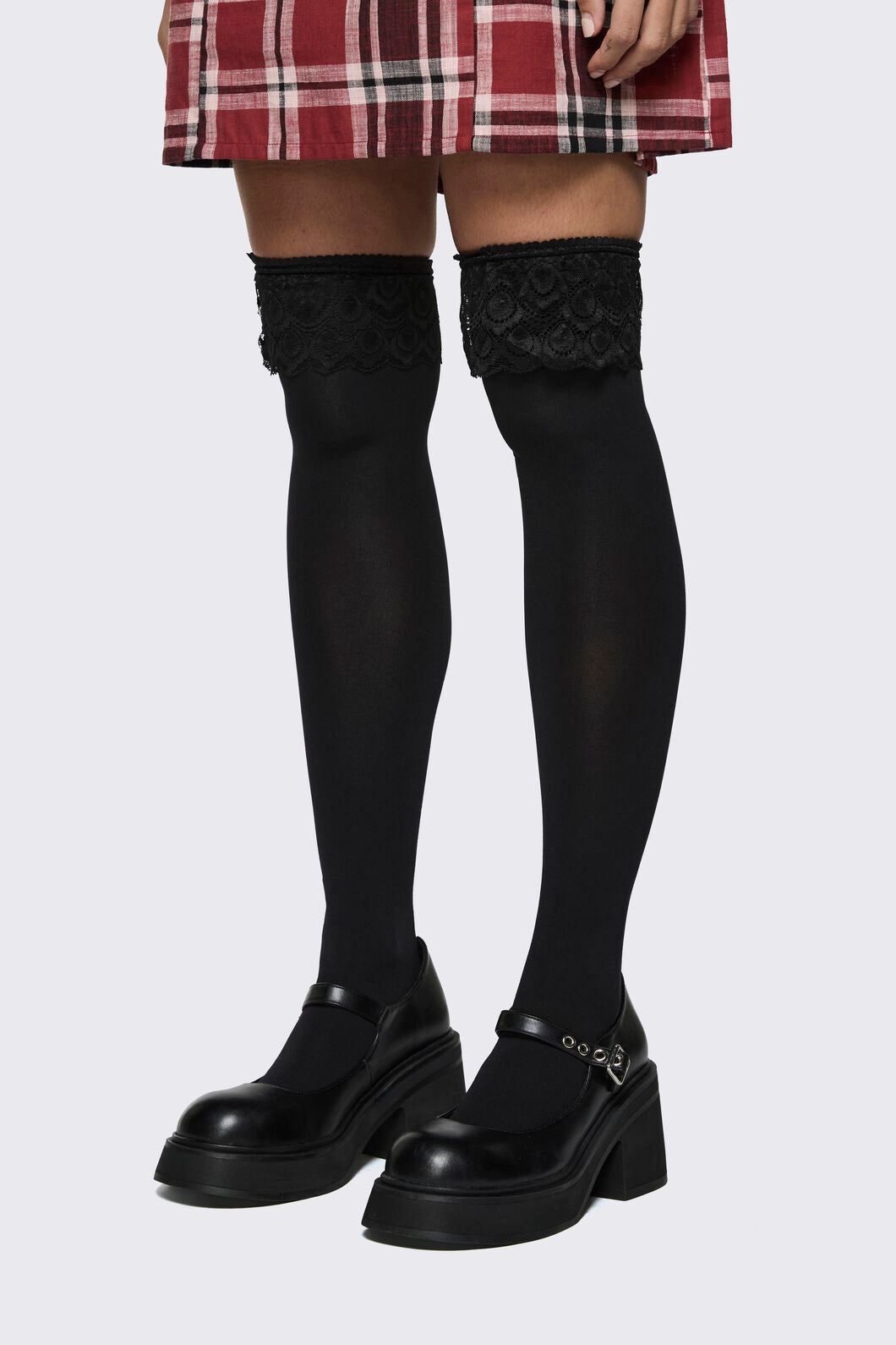 Black Friday - Frill Top Long Socks - black